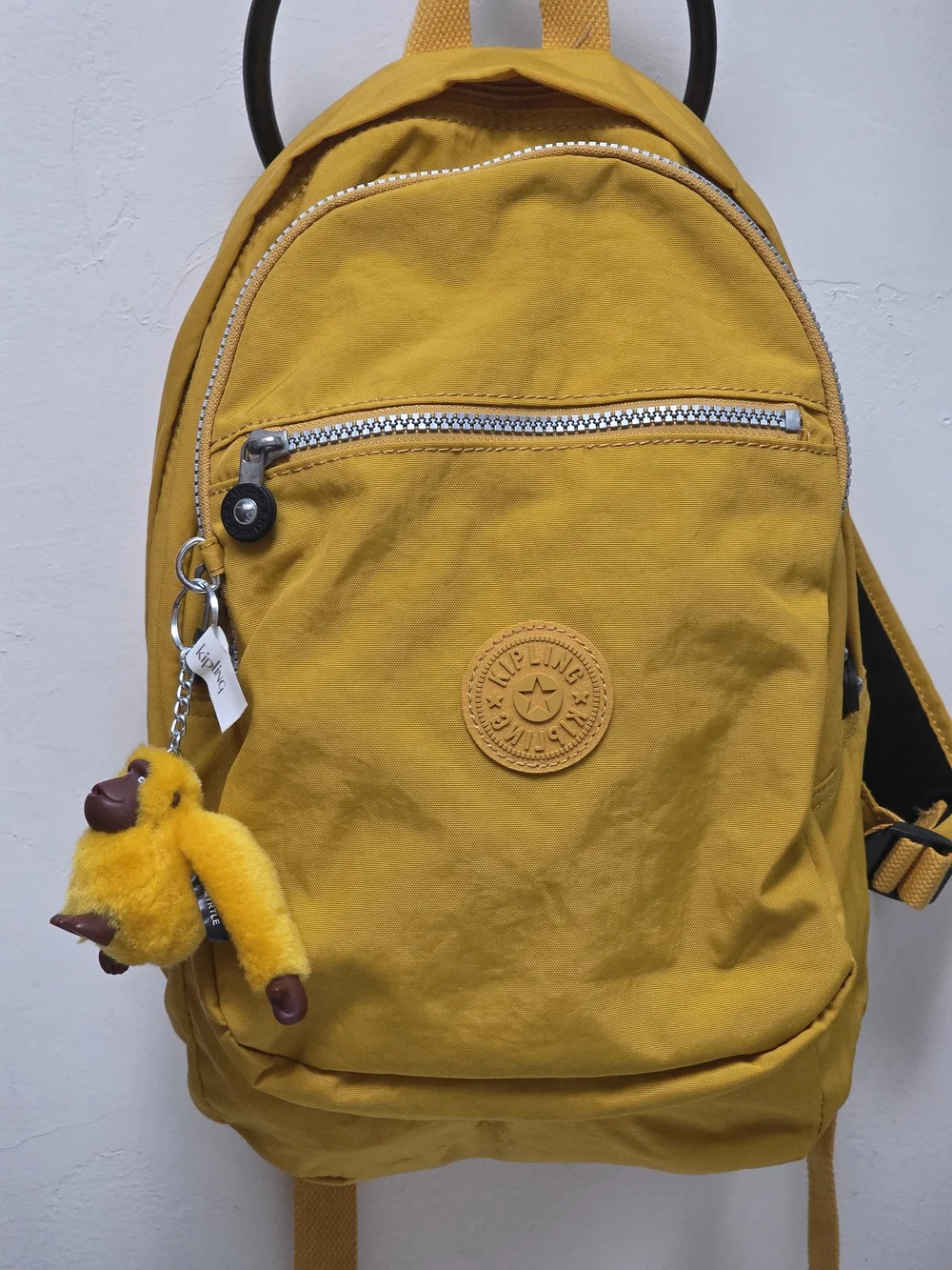 Kipling Bright Seoul XI Yellow Backpack with Myrtle Monkey Charm NWT